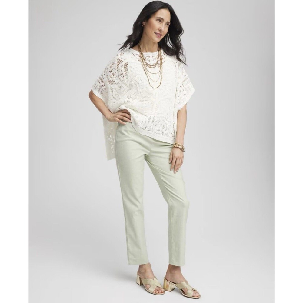 NWT Chico's So Slimming 180 Brigitte Crosshatch Ankle Slim Leg Mint Green 16R 3R